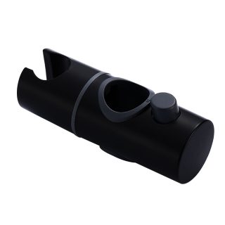 Kibath Soporte para barra de ducha redondo acabado negro mate fabricado en ABS
