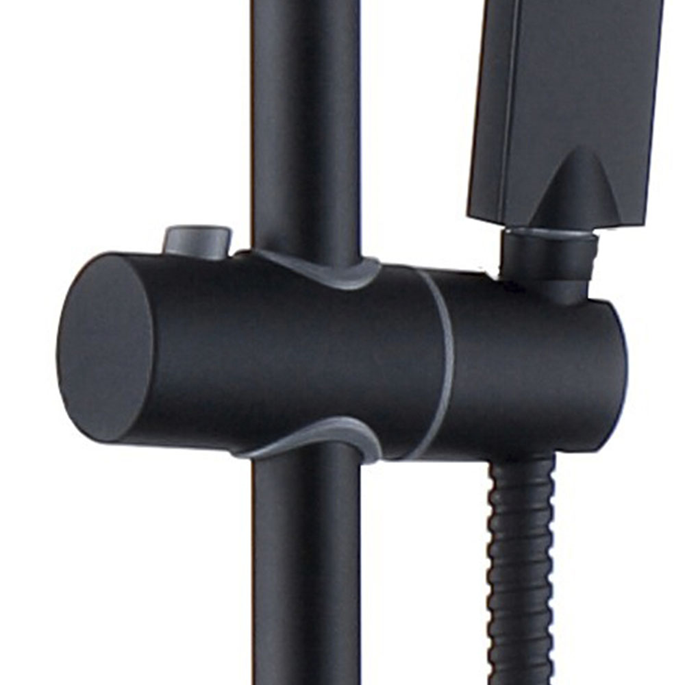 Kibath Soporte para barra de ducha redondo acabado negro mate fabricado en ABS - Imagen 3