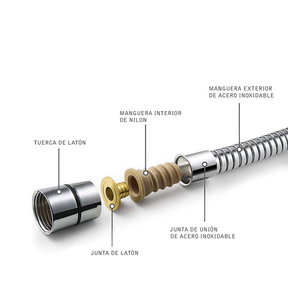 Kibath Flexo de 175 cm acabado cromo brillo fabricado en acero inoxidable - Imagen 4