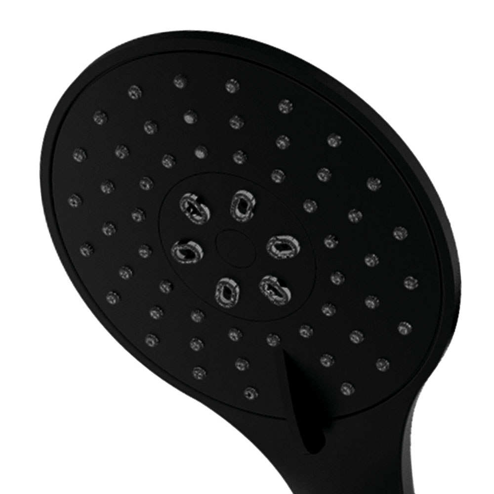 Kibath Maneral Mango De Ducha redondo acabado negro mate fabricado en ABS - Imagen 2