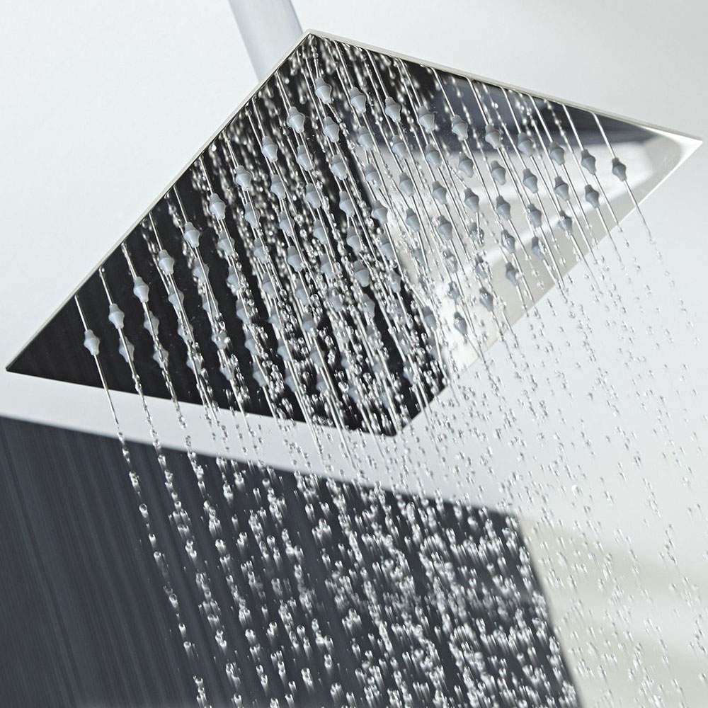 Kibath Duchón Rociador cuadrado de 20x20 cm acabado cromo brillo fabricado en latón - Imagen 2