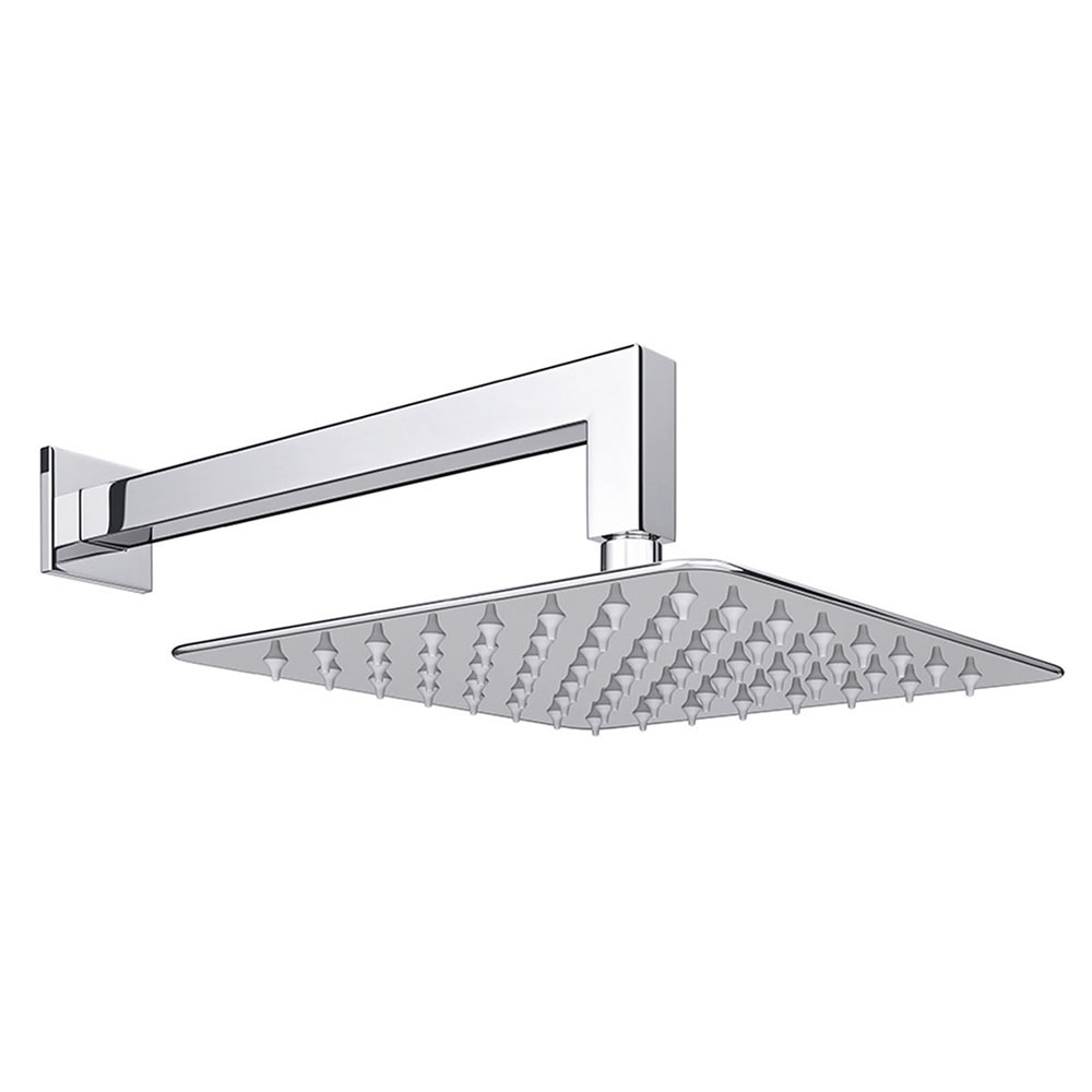 Kibath Soporte Brazo De Ducha de 40 cm pared cuadrado acabado cromo brillo de latón - Imagen 5