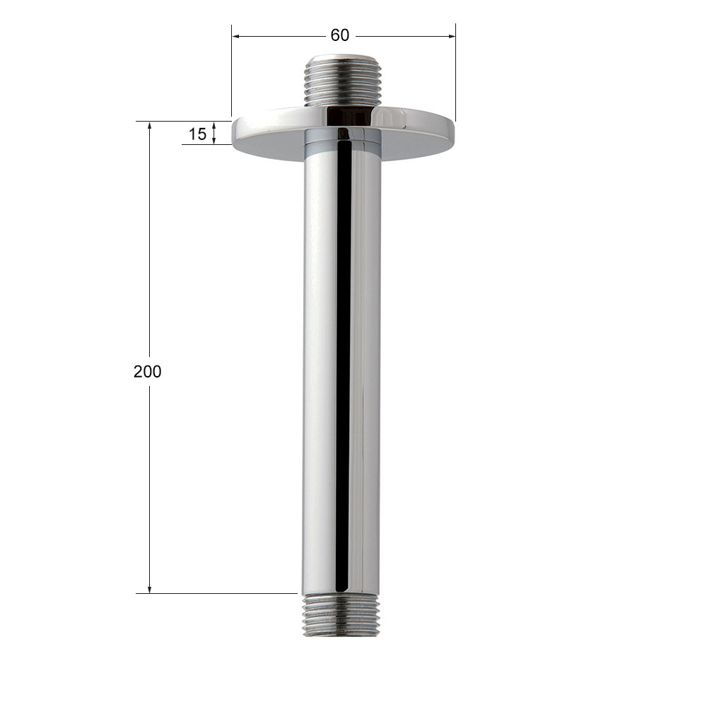 Kibath Soporte Brazo De Ducha de 20 cm techo redondo acabado cromo brillo de latón - Imagen 5