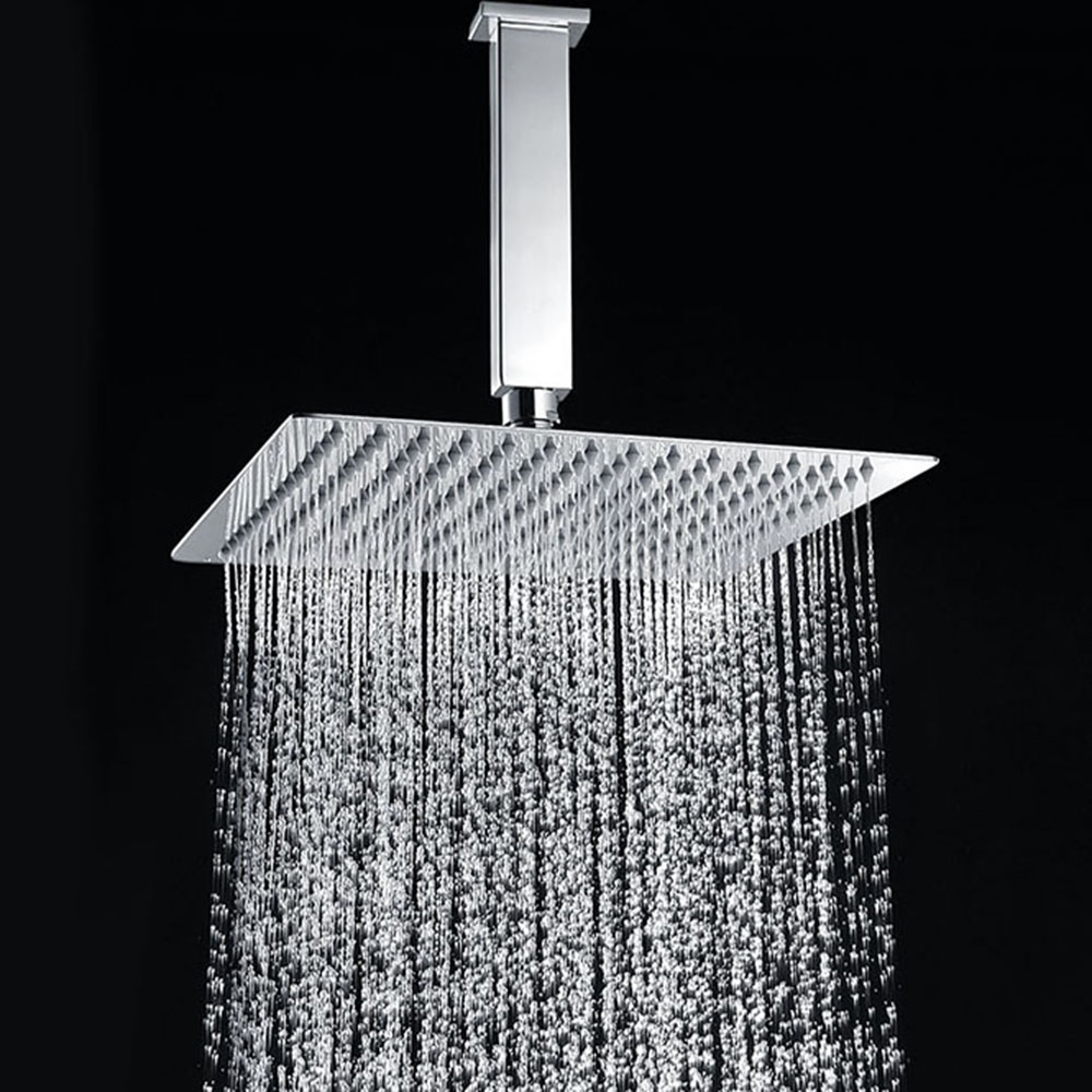 Kibath Soporte Brazo De Ducha de 20 cm techo cuadrado acabado cromo brillo de latón - Imagen 6