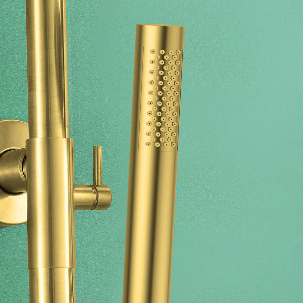 Kibath Maneral Mango De Ducha redondo acabado oro cepillado fabricado en ABS - Imagen 2