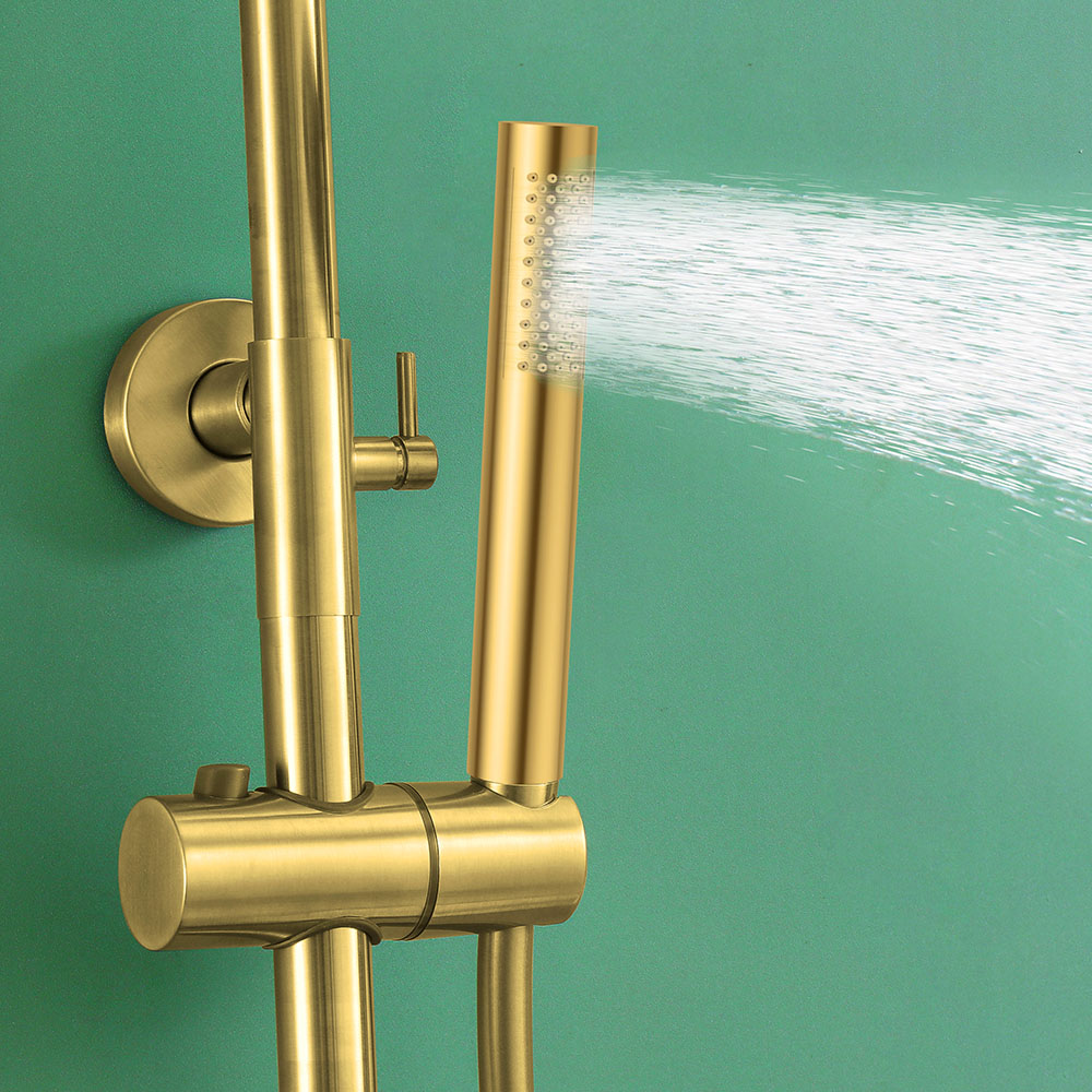 Kibath Maneral Mango De Ducha redondo acabado oro cepillado fabricado en ABS - Imagen 3