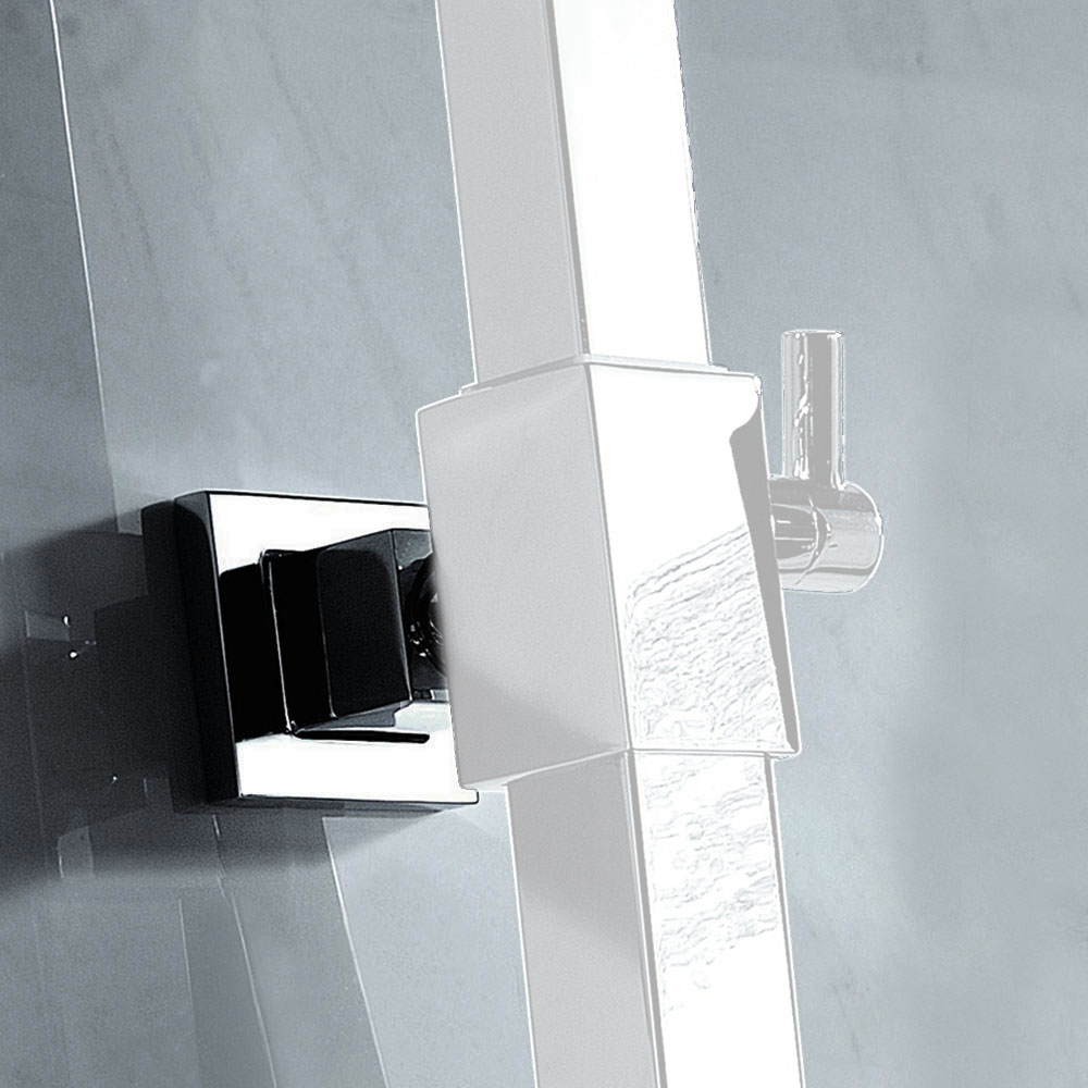 Kibath Soporte Pared Para Barra Ducha cuadrada acabado cromo brillo fabricado en latón - Imagen 4