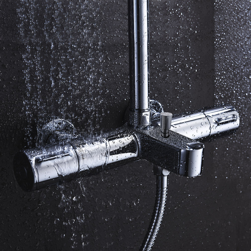 Kibath Columna De Ducha termostático 100-150 cm GAS extralarga acabado cromo brillo fabricado en latón - Imagen 5