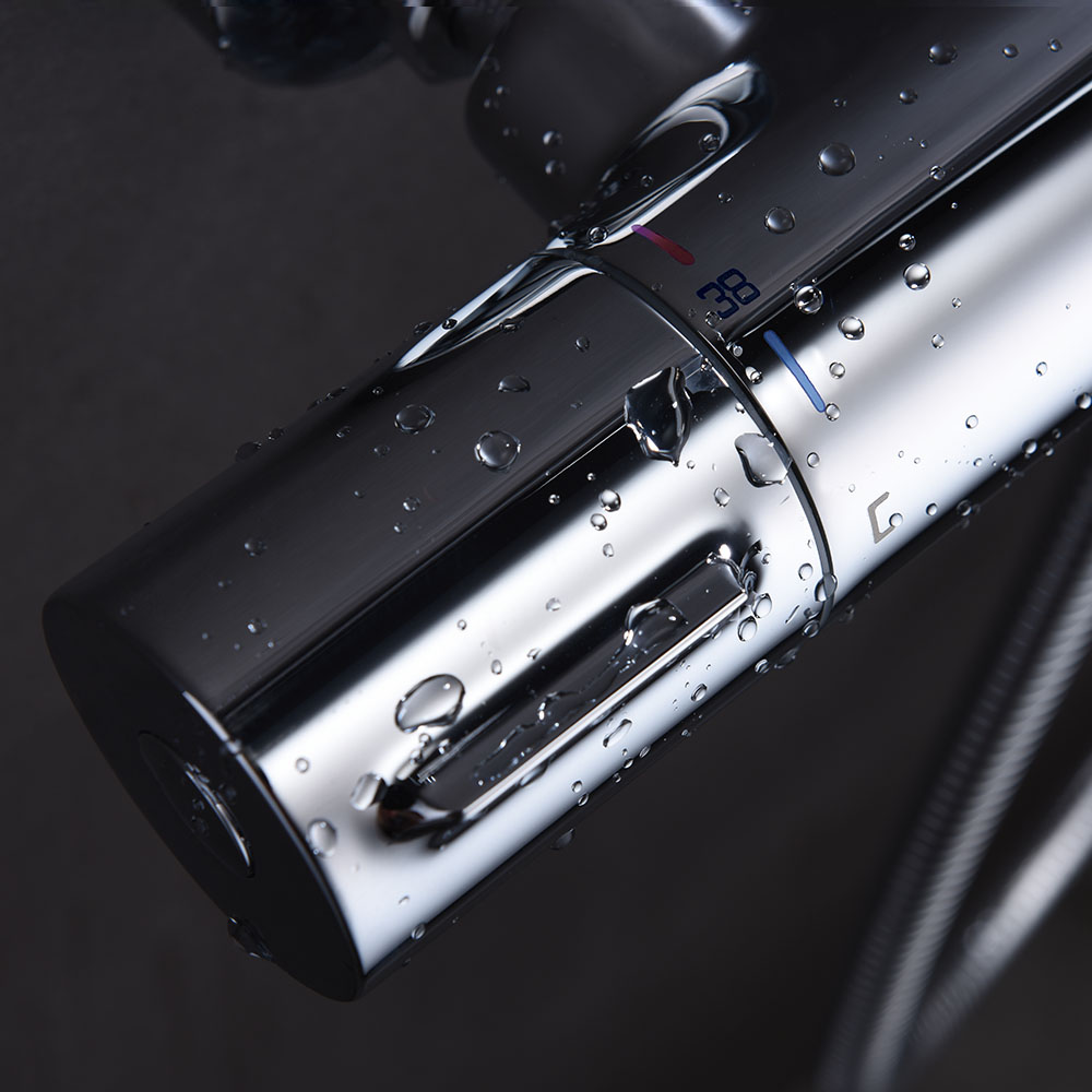 Kibath Columna De Ducha termostático 100-150 cm GAS extralarga acabado cromo brillo fabricado en latón - Imagen 4