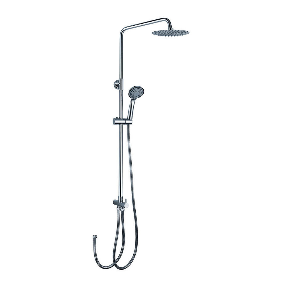 Kibath Columna De Ducha sin grifería redonda 100-150 cm extralarga acabado cromo brillo fabricado en latón