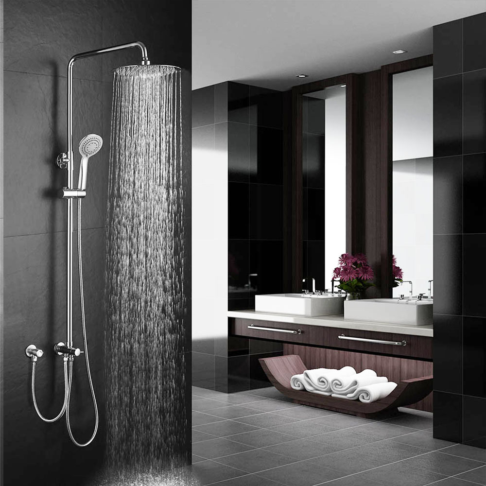 Kibath Columna De Ducha sin grifería redonda 100-150 cm extralarga acabado cromo brillo fabricado en latón - Imagen 2