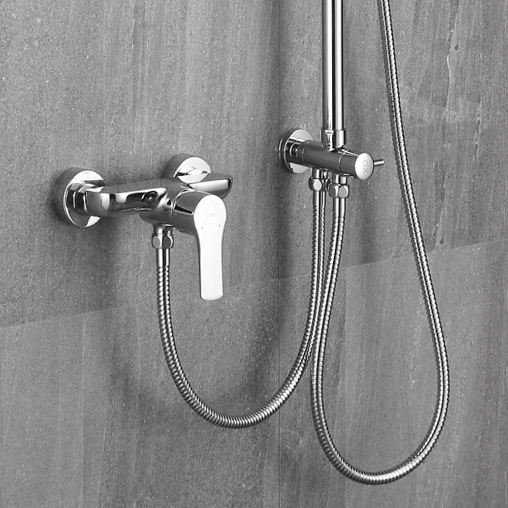 Kibath Columna De Ducha sin grifería redonda 100-150 cm extralarga acabado cromo brillo fabricado en latón - Imagen 3