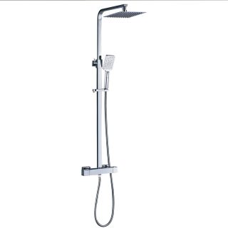 Kibath Columna De Ducha termostático cuadrada 85-127 cm acabado cromo brillo fabricado en latón