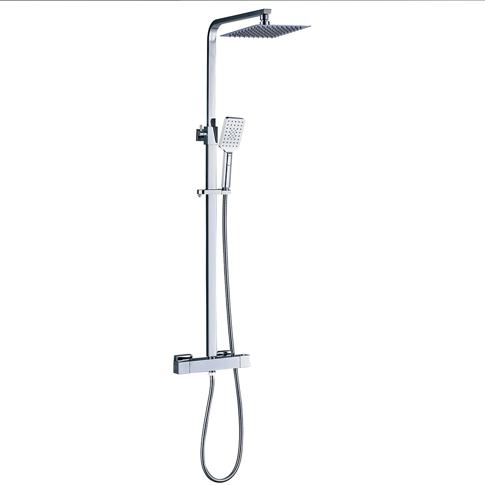 Kibath Columna De Ducha termostático cuadrada 85-127 cm acabado cromo brillo fabricado en latón