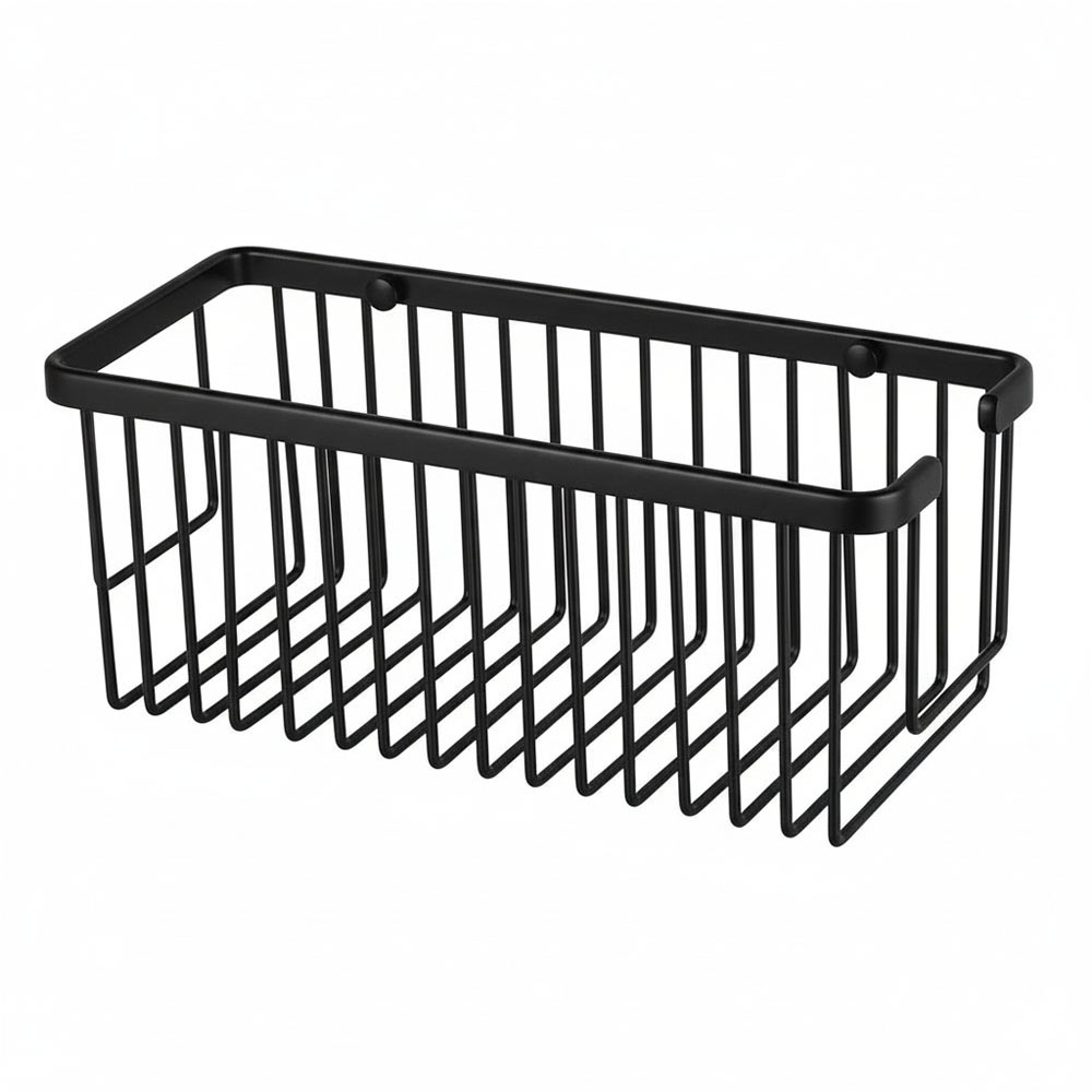 Kibath Cesta Portagel rectangular acabado negro mate fabricado en latón