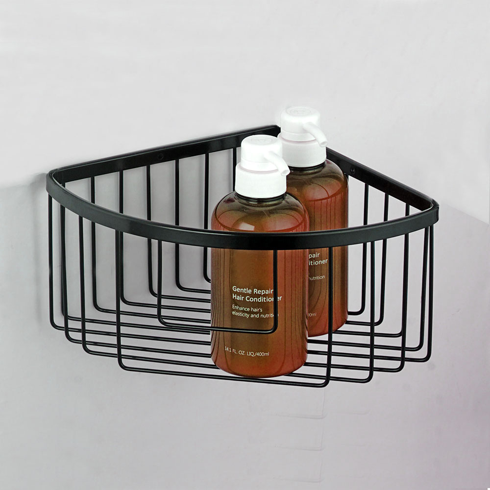 Kibath Cesta Portagel esquina acabado negro mate fabricado en latón - Imagen 2