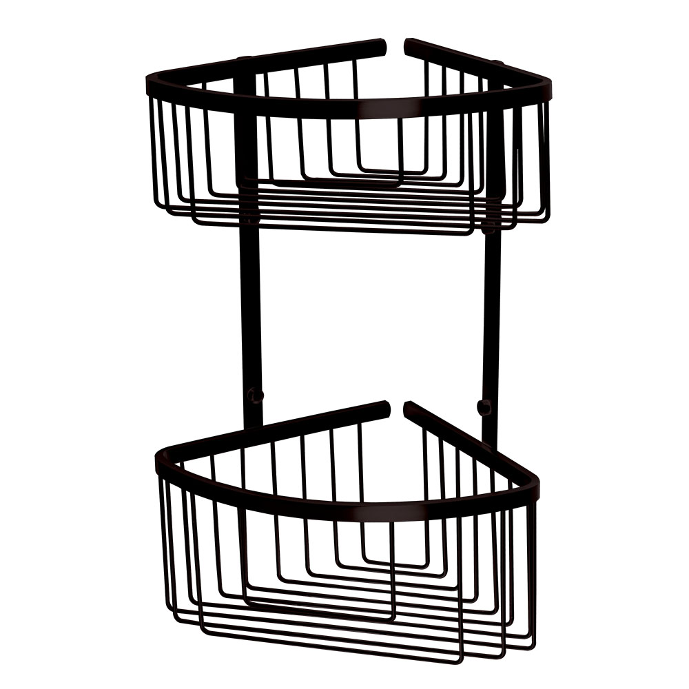 Kibath Cesta Portagel esquina doble acabado negro mate fabricado en latón