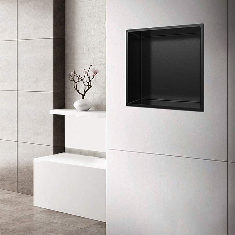 Kibath Pack 2 Hornacinas Nicho de empotrar cuadrada de 30 x 30 cm acabado NEGRO acero inoxidable - Imagen 4