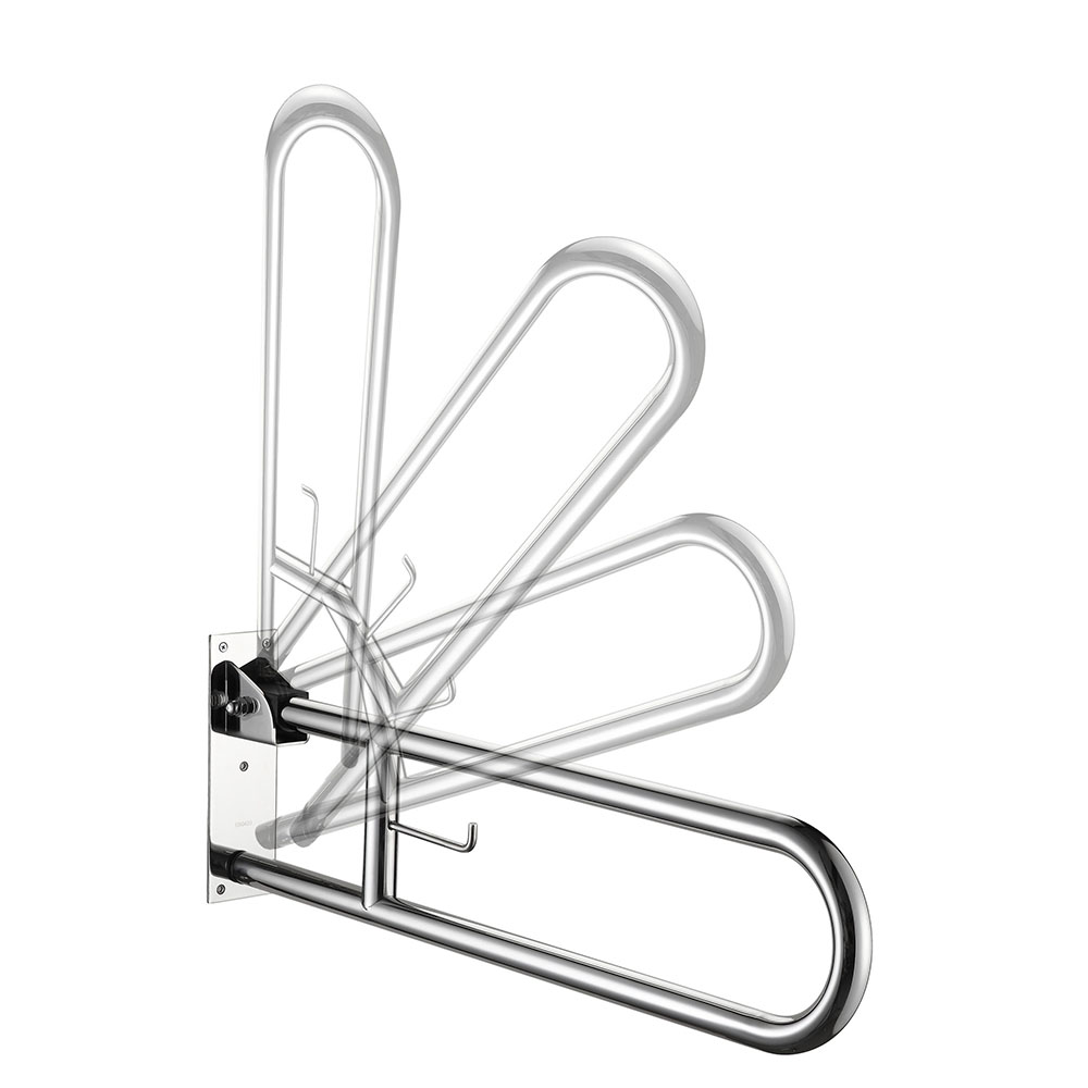 Kibath Asa De Seguridad de baño 80 cm acabado abatible cromo brillo fabricado en acero inoxidable - Imagen 3