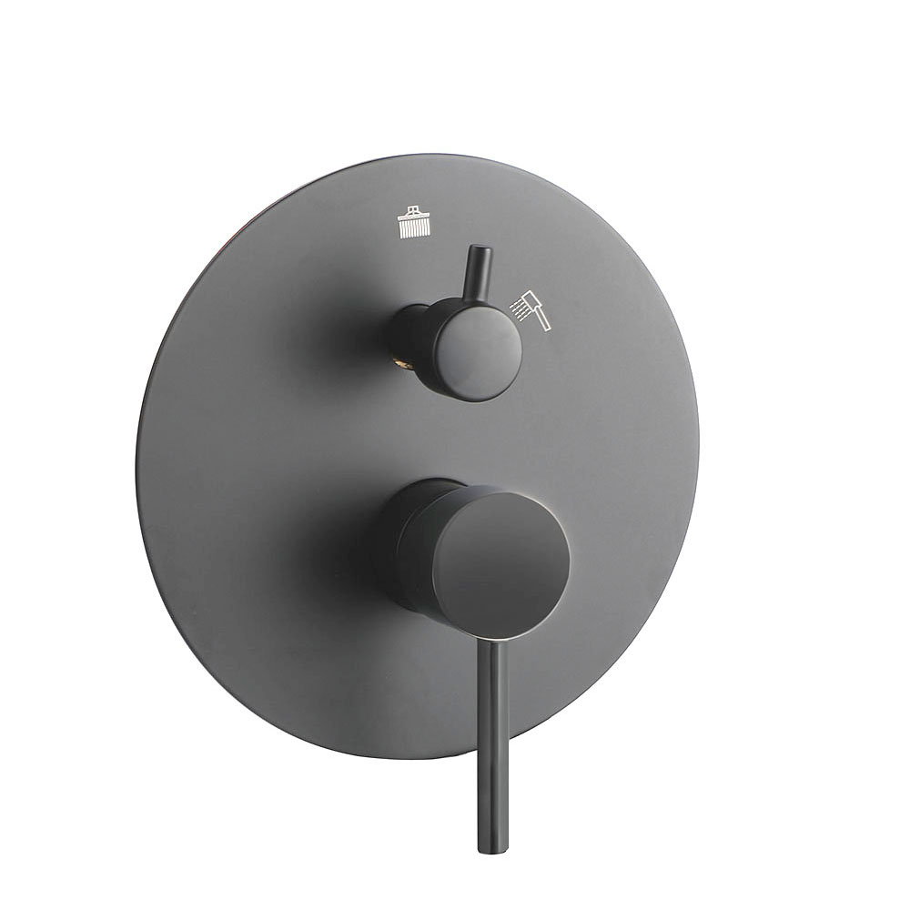 Kibath Grifo Empotrado de Ducha (solo grifo) monomando redondo acabado GUN METAL mate fabricado en latón