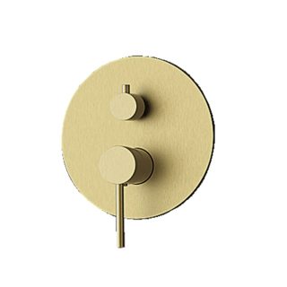 Kibath Grifo Empotrado de Ducha (solo grifo) monomando redondo acabado ORO CEPILLADO mate fabricado en latón