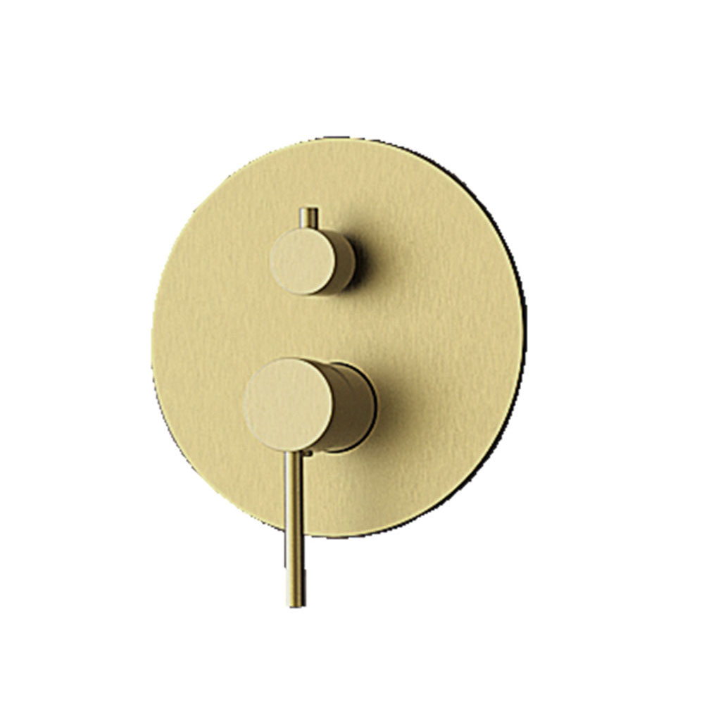 Kibath Grifo Empotrado de Ducha (solo grifo) monomando redondo acabado ORO CEPILLADO mate fabricado en latón