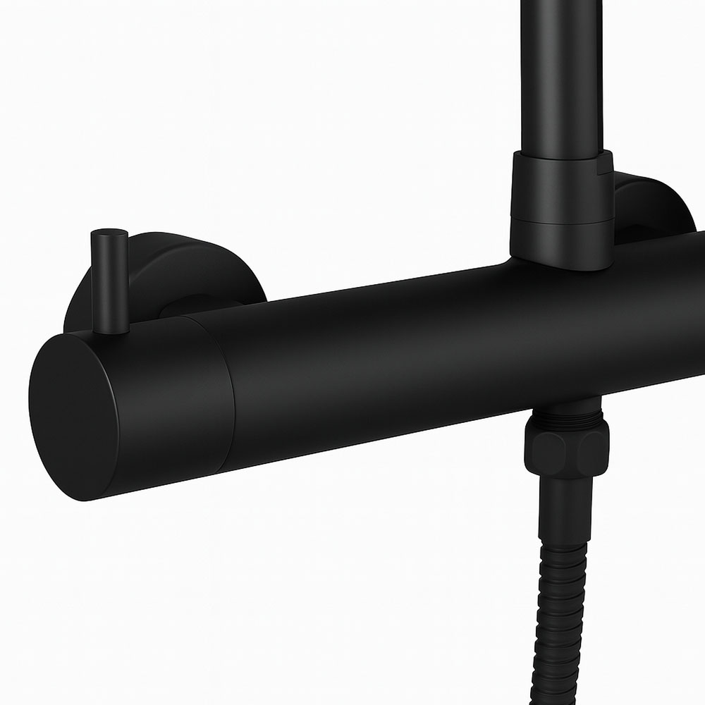 Kibath Grifo Columna Ducha monomando T acabado NEGRO MATE fabricado en latón - Imagen 3