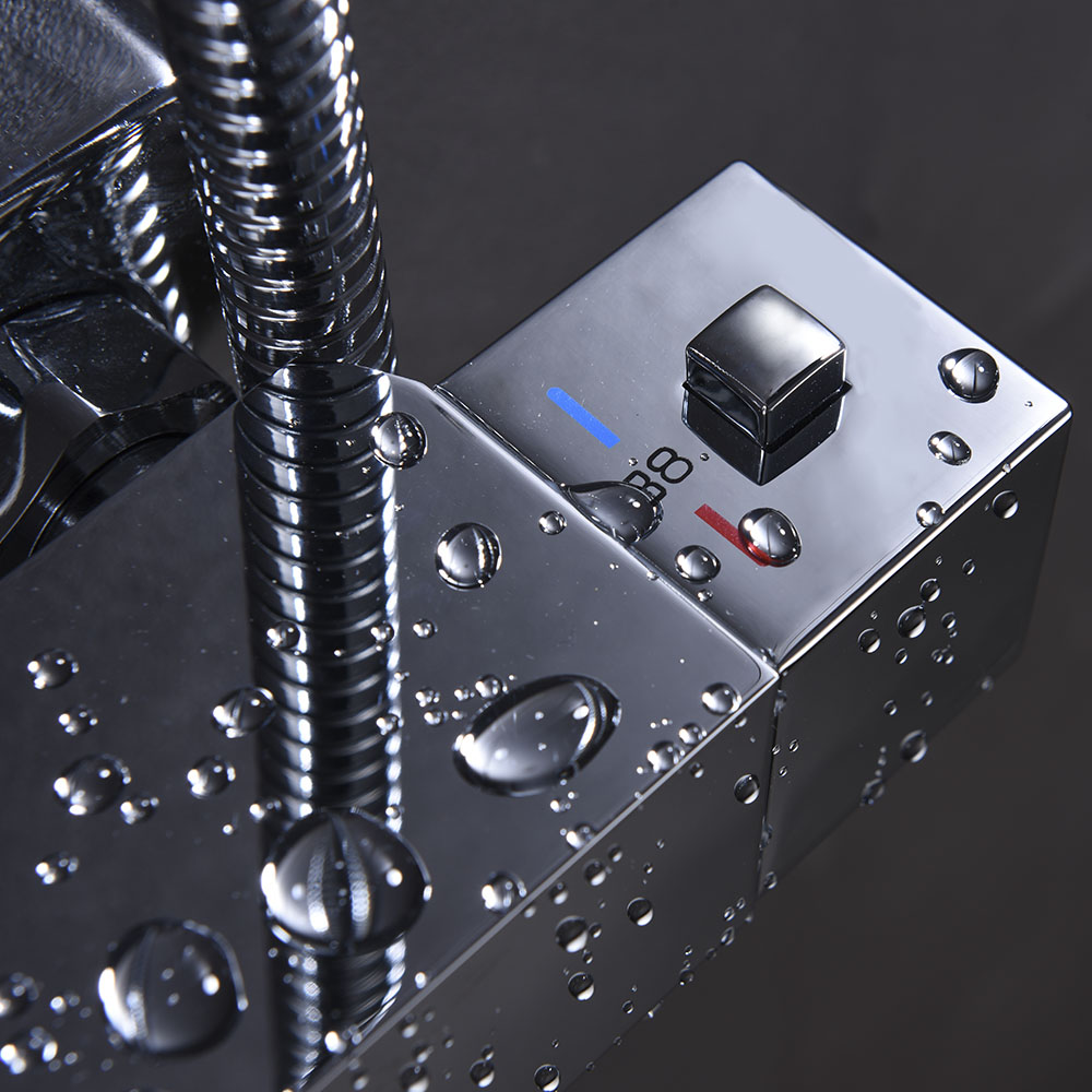 Kibath Grifo Para Columna De Ducha cuadrada termostático acabado cromo brillo fabricado en latón - Imagen 6