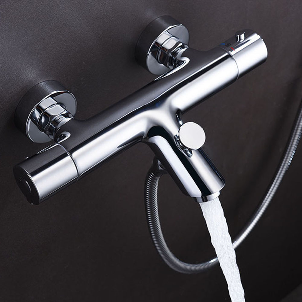 Kibath Grifo De Bañera termostático BRA con barra de ducha acabado cromo brillo fabricado en latón - Imagen 4