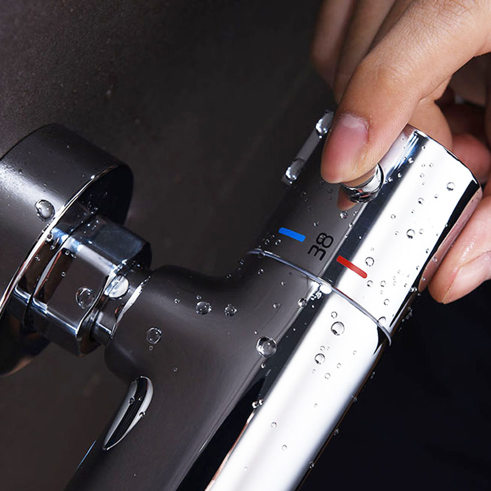 Kibath Grifo De Bañera termostático BRA con barra de ducha acabado cromo brillo fabricado en latón - Imagen 6