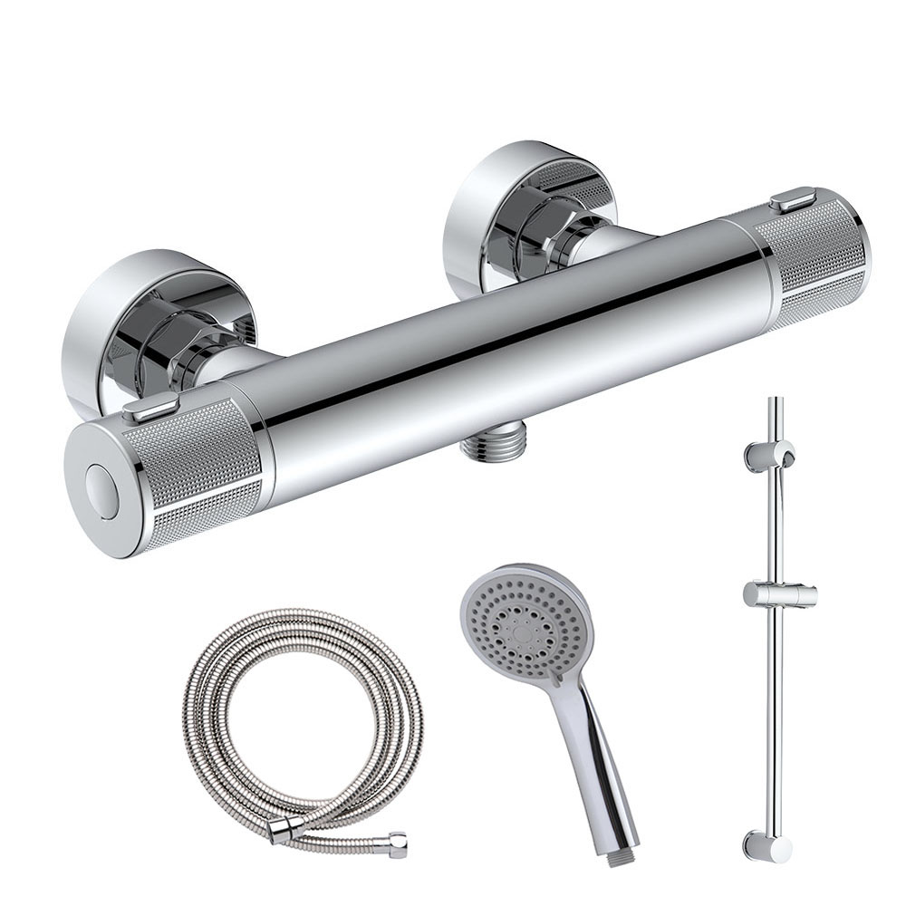 Kibath Grifo Para Columna De Ducha termostático ALON con manetas grafiladas acabado cromo brillo fabricado en latón - Imagen 7