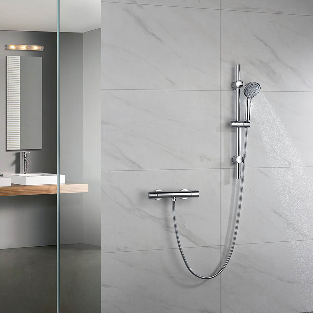 Kibath Grifo De Ducha termostático ORTE con barra de ducha acabado cromo brillo fabricado en latón - Imagen 3