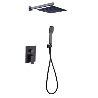 Kibath Grifo De Ducha Empotrada monomando CASI equipo de pared acabado negro mate fabricado en latón