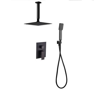 Kibath Grifo De Ducha Empotrada monomando CASI equipo de techo acabado negro mate fabricado en latón