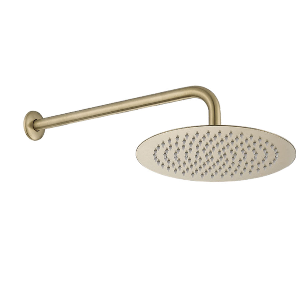 Kibath Grifo Empotrado de Ducha equipo de pared monomando redondo acabado ORO CEPILLADO ORO mate fabricado en latón - Imagen 6