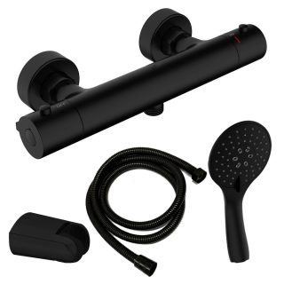 Kibath Grifo de Ducha termostático acabado NEGRO mate fabricado en latón