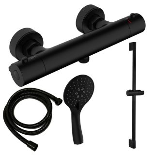 Kibath Grifo de Ducha termostático acabado NEGRO mate fabricado en latón