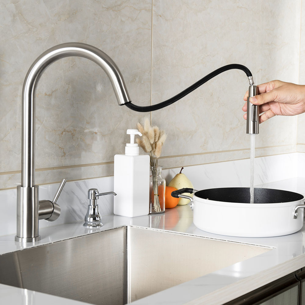 Kibath Grifo De Fregadero MON extraible de acabado cromo brillo fabricado en latón - Imagen 3