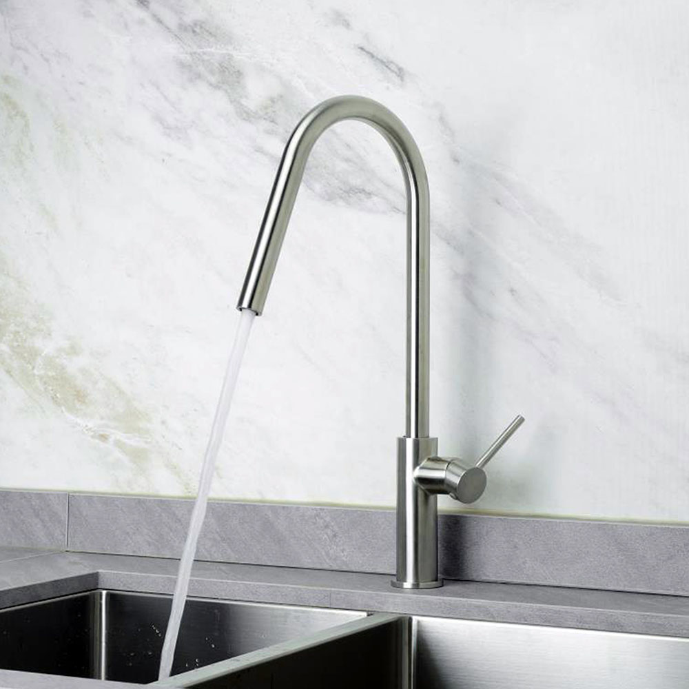 Kibath Grifo De Fregadero FAL de acabado cromo cepillado fabricado en latón - Imagen 2