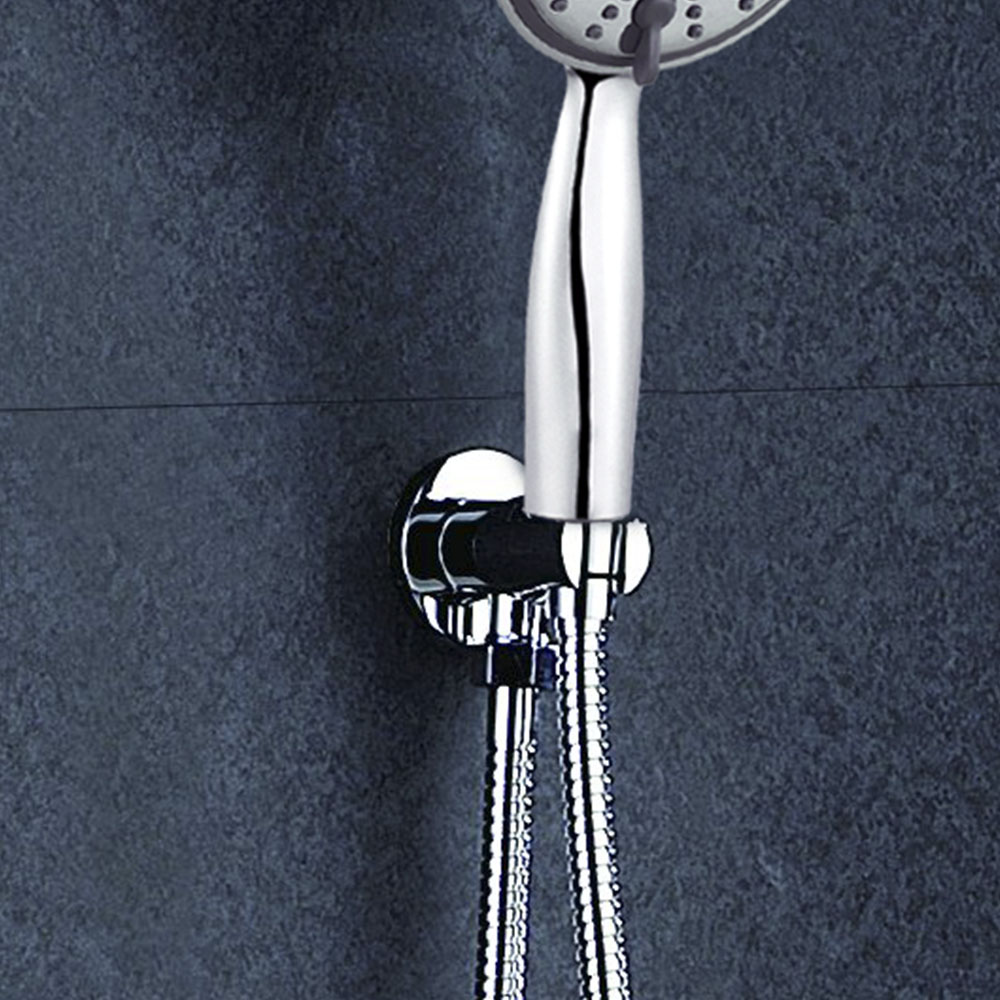 Kibath Soporte Con Toma De Agua redondo acabado cromo brillo fabricado en latón - Imagen 2