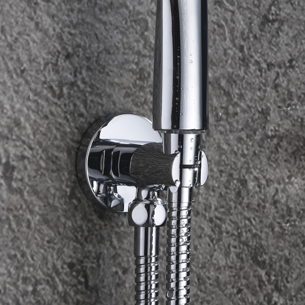 Kibath Soporte Con Toma De Agua redondo acabado cromo brillo fabricado en latón - Imagen 5