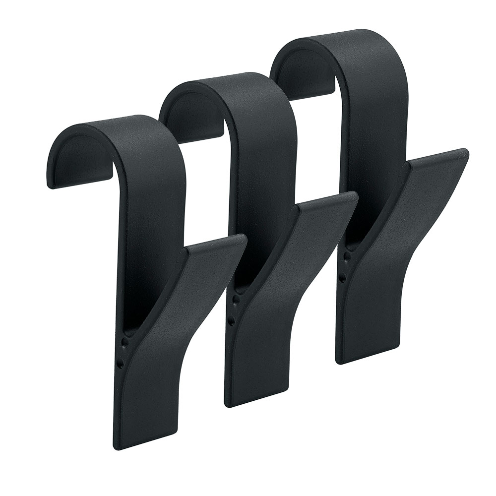 Kibath Pack 3 Ganchos Radiador Secatoallas Negro Mate Perchas ABS Resistentes para Toallas y Albornoces | Fácil Colocación sin Taladros