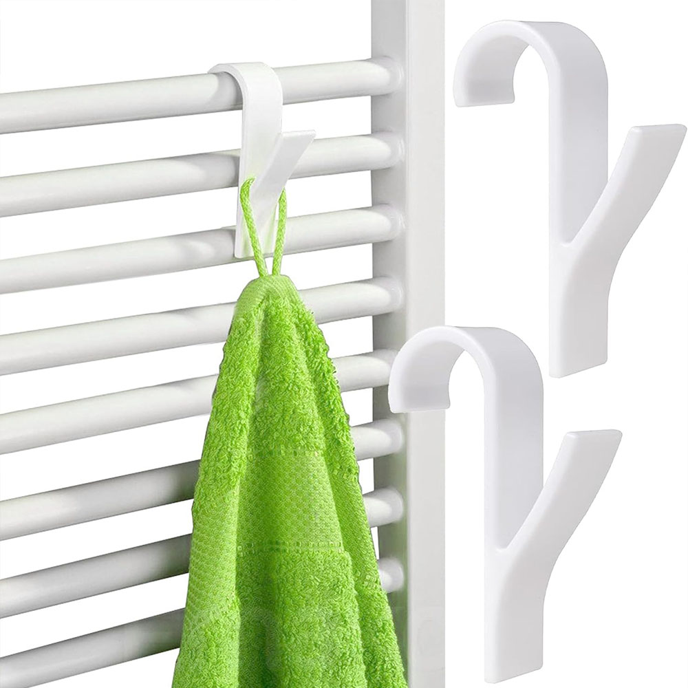 Kibath Pack 3 Ganchos Radiador Secatoallas BLANCO Mate Perchas ABS Resistentes para Toallas y Albornoces | Fácil Colocación sin Taladros - Imagen 2