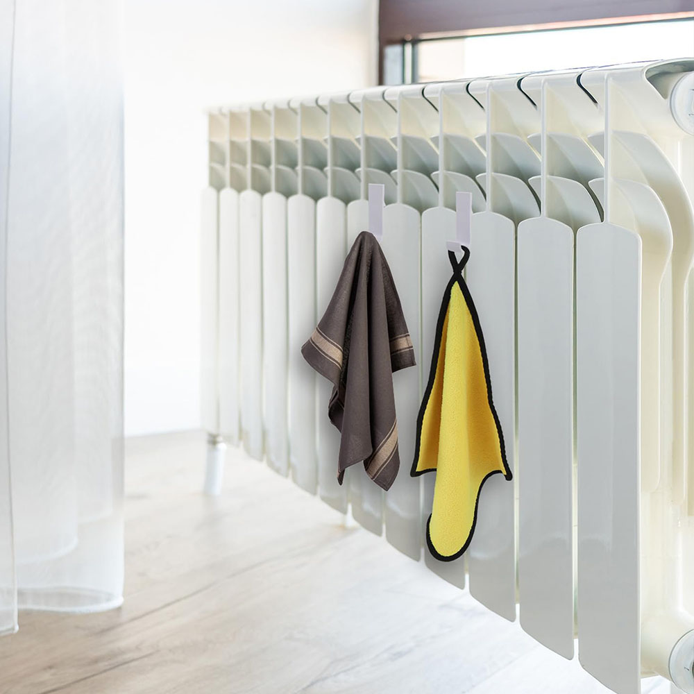 Kibath Pack 3 Ganchos Radiador Secatoallas BLANCO Mate Perchas ABS Resistentes para Toallas y Albornoces | Fácil Colocación sin Taladros - Imagen 3