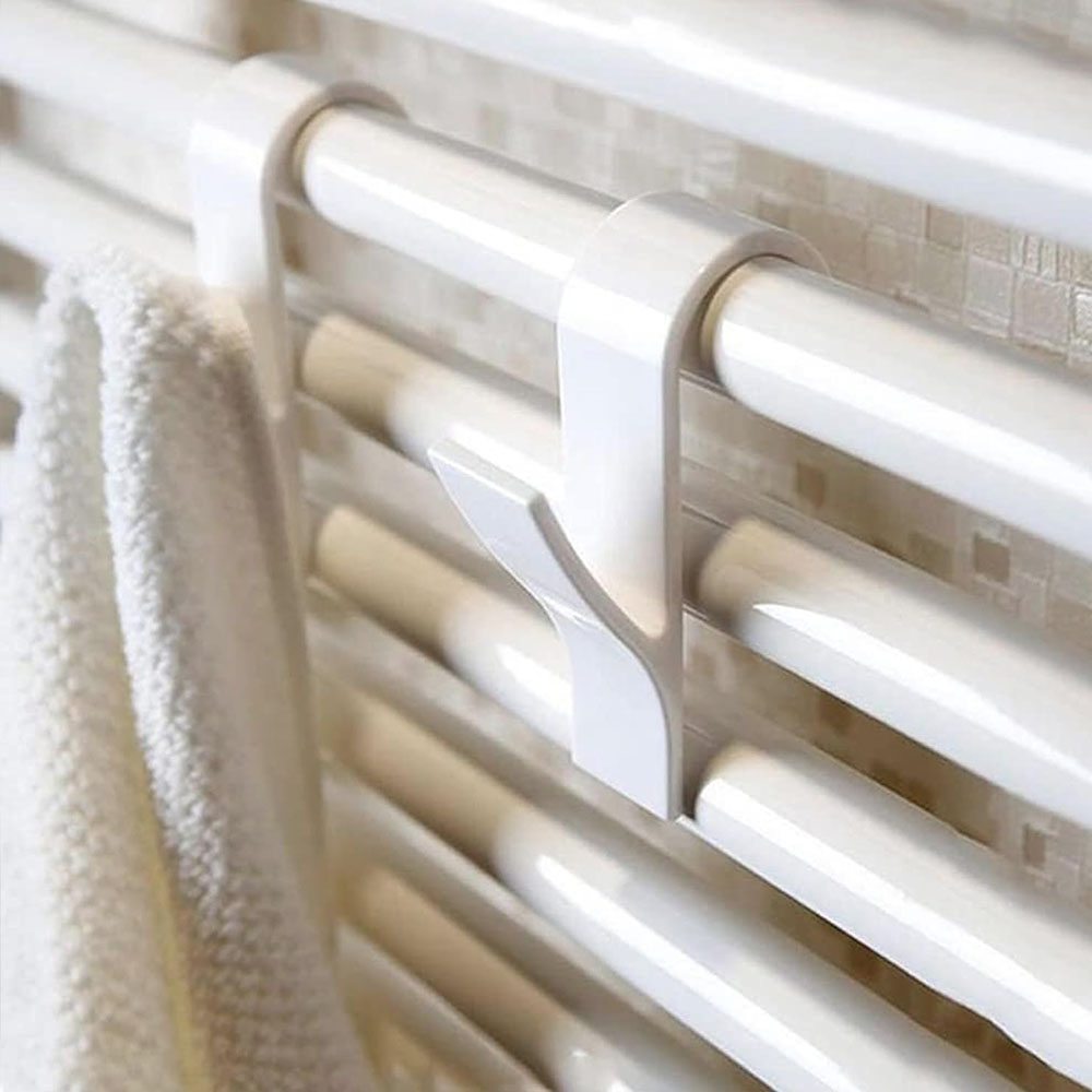 Kibath Pack 3 Ganchos Radiador Secatoallas BLANCO Mate Perchas ABS Resistentes para Toallas y Albornoces | Fácil Colocación sin Taladros - Imagen 4