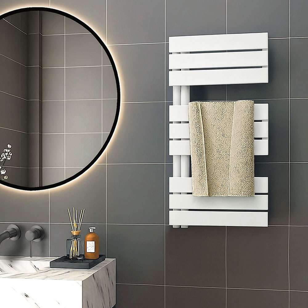 Kibath Secatoallas Radiador circuito calefacción de 90 cm x 50 cm VALLES acabado BLANCO mate fabricado en acero - Imagen 2