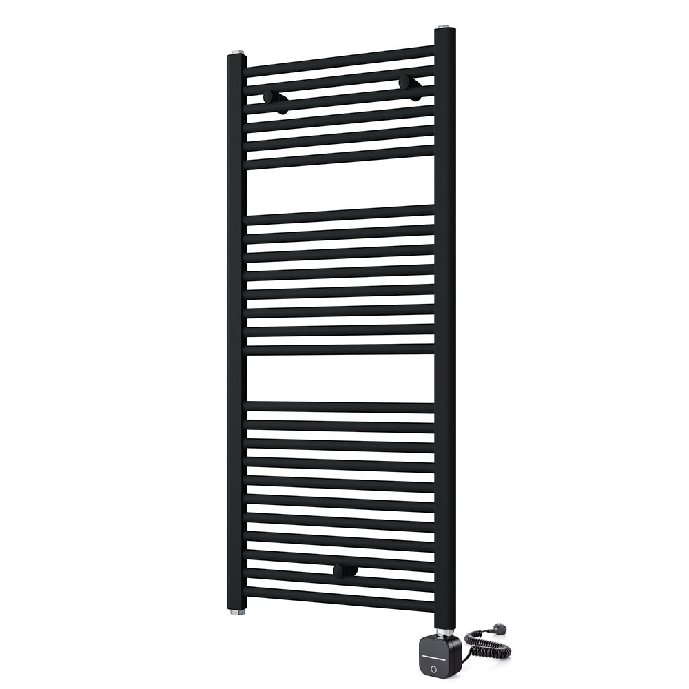 Kibath Radiador Secatoallas 120 cm x 50 cm eléctrico acabado negro mate Wifi espiral