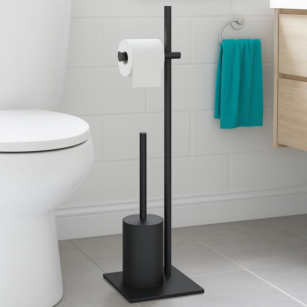 Kibath Escobillero SIL redondo acabado NEGRO MATE fabricado en acero inoxidable - Imagen 3