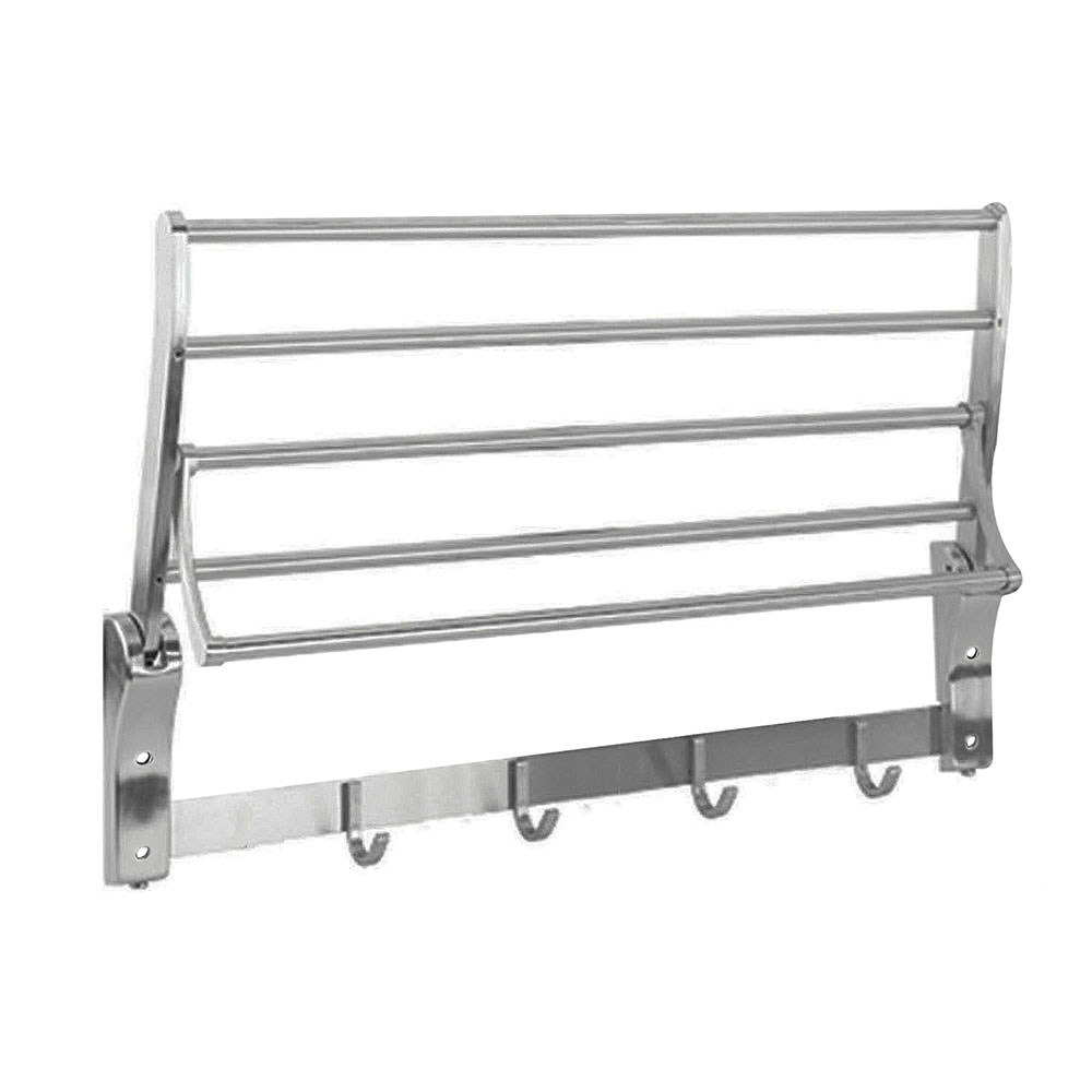 Kibath Toallero Con Perchas horizontal abatible acabado cromo brillo fabricado en latón