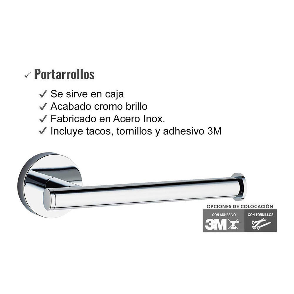 Kibath Portarrollos de 16,2 cm MED acabado cromo brillo de acero inoxidable - Imagen 2